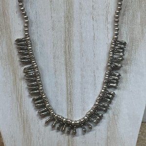 TURKEY Silver Plate over ZINC Alloy Hammered Teardrops Dangle Necklace 16-18"